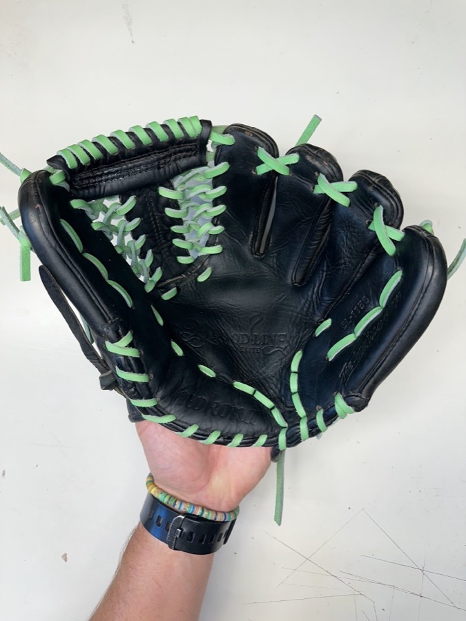 Nokona baseball glove after restoration by Blank Bros Glove Co. — cleaned, conditioned, and relaced
