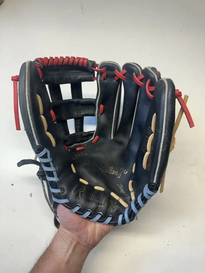 Rawlings baseball glove after restoration by Blank Bros Glove Co. — cleaned, conditioned, and relaced