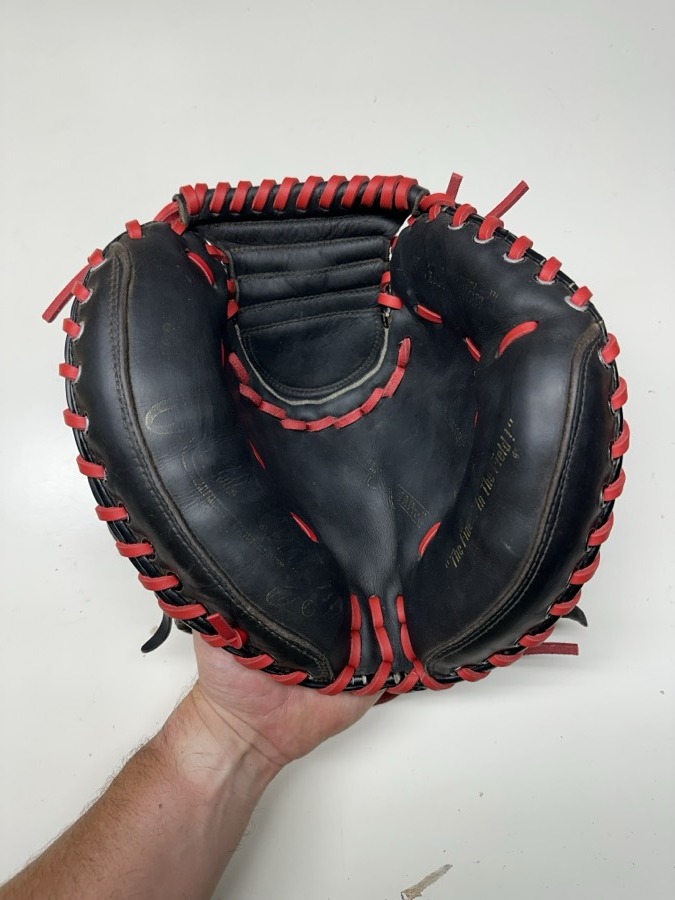 Rawlings baseball glove after restoration by Blank Bros Glove Co. — cleaned, conditioned, and relaced