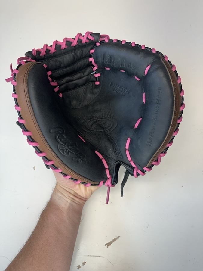 Rawlings baseball glove after restoration by Blank Bros Glove Co. — cleaned, conditioned, and relaced