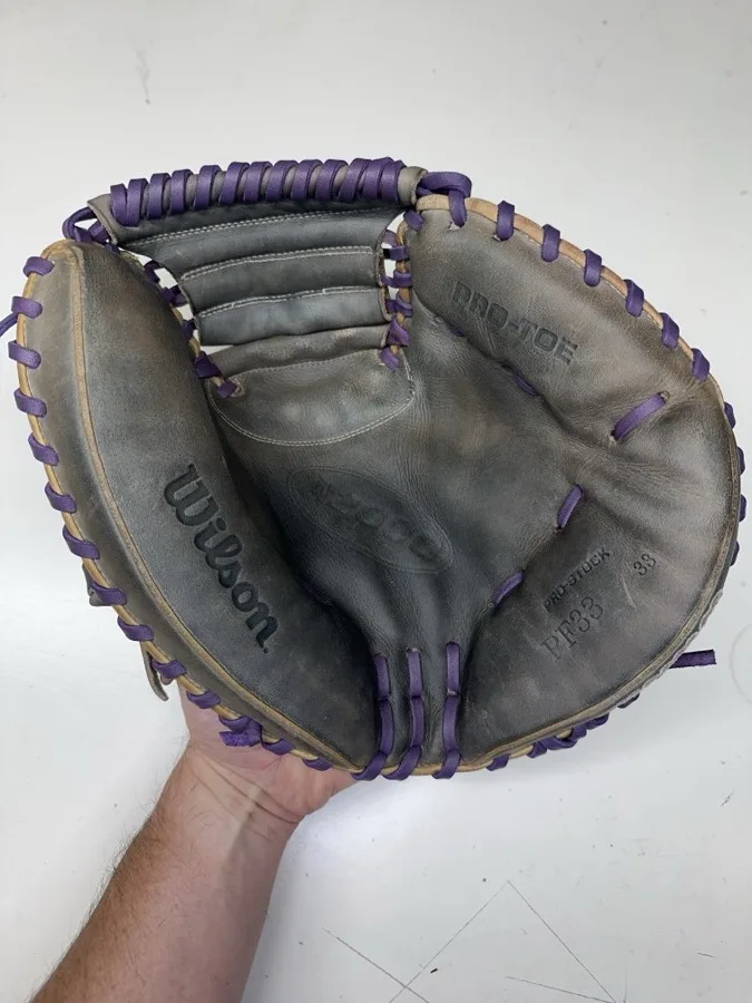 Wilson baseball glove after restoration by Blank Bros Glove Co. — cleaned, conditioned, and relaced