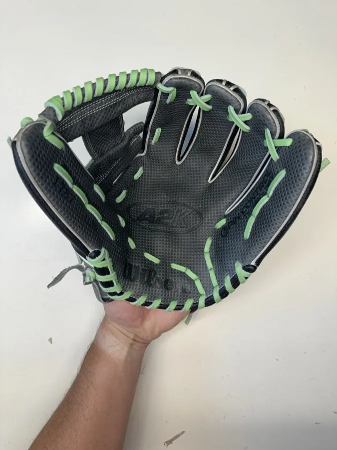Wilson A2K baseball glove after restoration by Blank Bros Glove Co. — cleaned, conditioned, and relaced